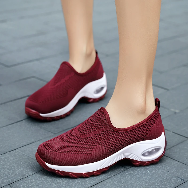 

Women's Vulcanize Shoes Air Cushion Sneakers Ladies Fashion Casual Breathable Outdoor Shoes Increased Flat Nonslip Sock Shoes