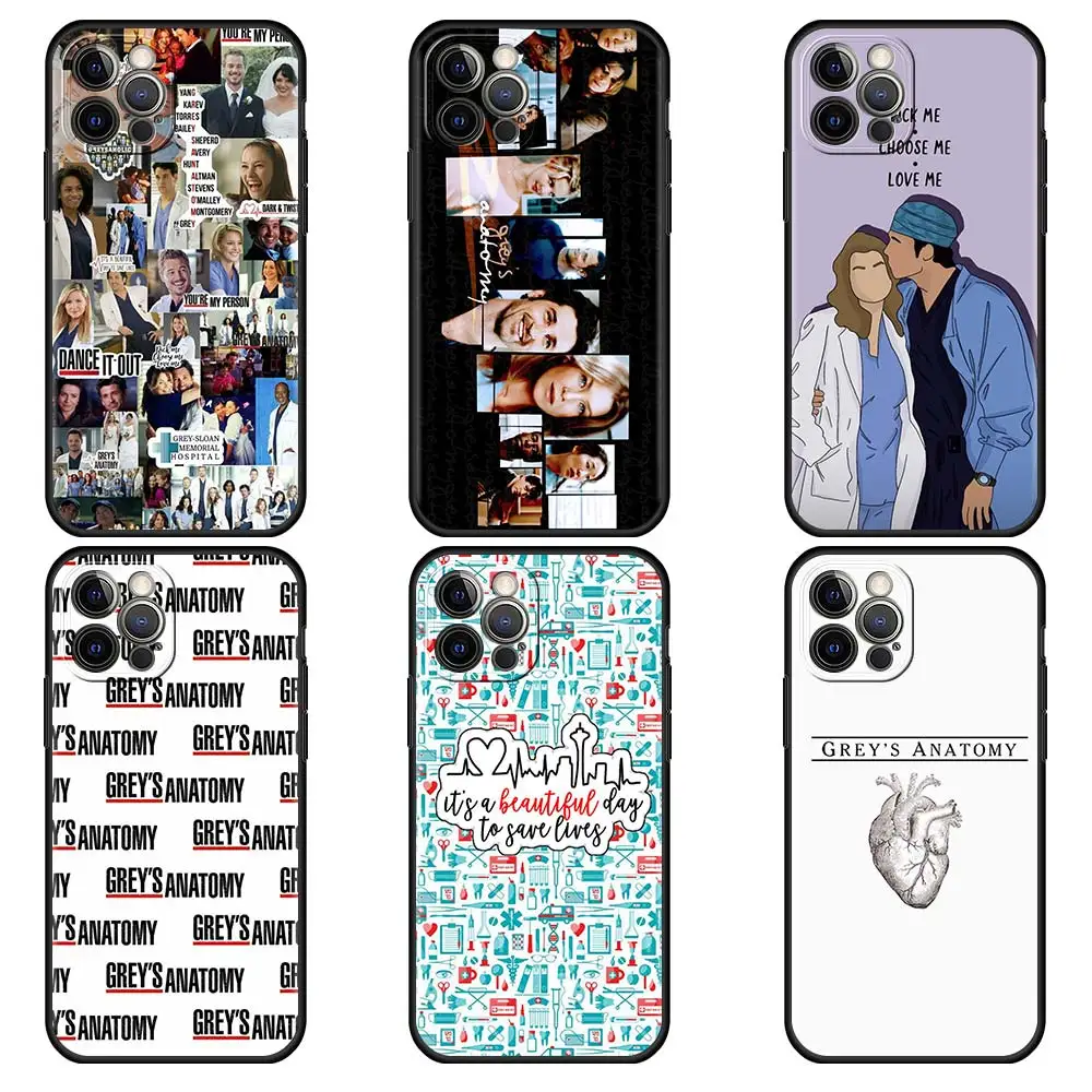 

Cute Grey Is Anatomys Black Cover for Apple iPhone 11 13 12Pro 7 8Plus XR X Cell Phone Case XS 6S 5S SE Soft Celular Casing