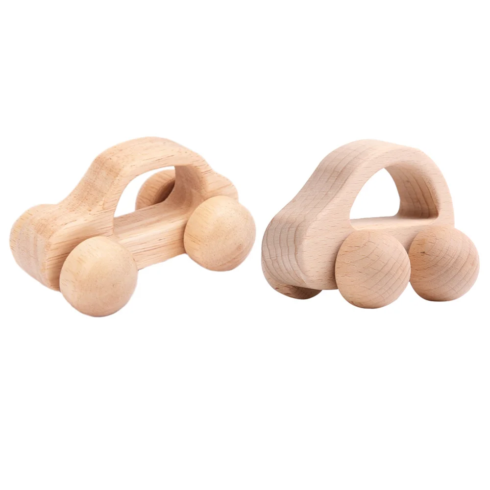 

2Pcs Wooden Inertial Trolley Toys Baby Grasping Training Creative Push Car Toys