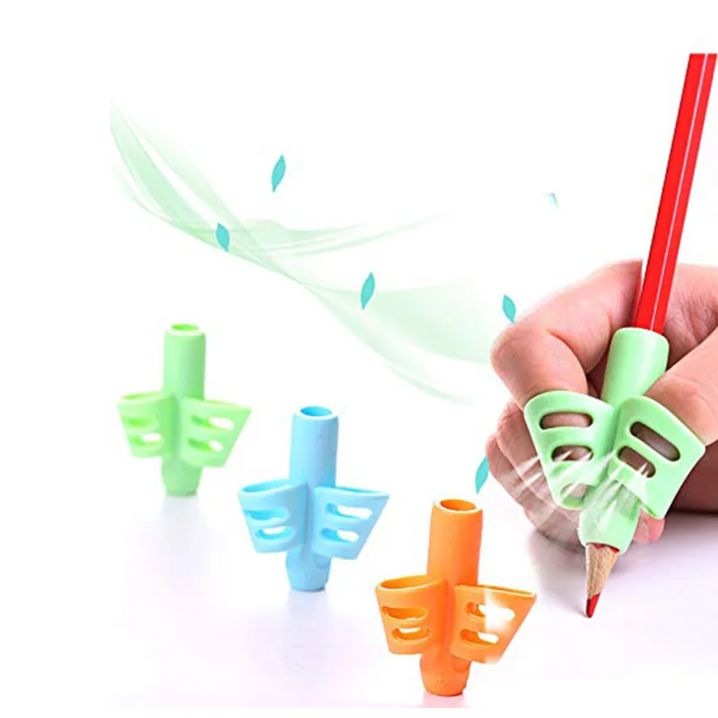 L&aacute;piz para escribir soporte para sart&eacute;n para ni&ntilde;os, 3 uds., l&aacute;piz de silicona para aprender, pr&aacute;ctica, agarre, dispositivo para corregir postura, para estudiantes-4