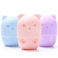 1pcs kitten silicone powder puff drying holder egg stand beauty pad makeup sponge display rack cosmetic blender case puff holder