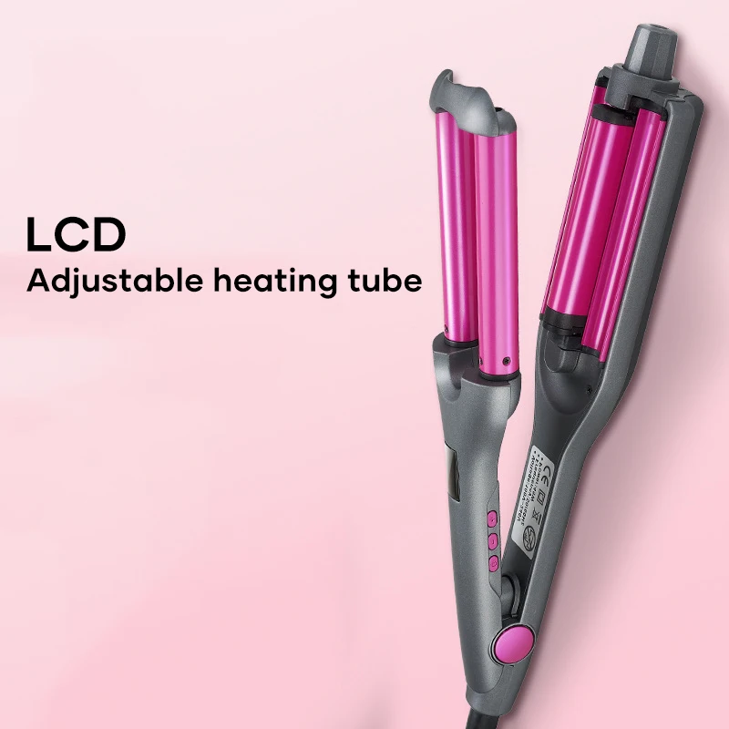 

Curling Iron Curling Wand with LCD and 3 Levels Adjustable Temps Hair Modeling Tool KG66