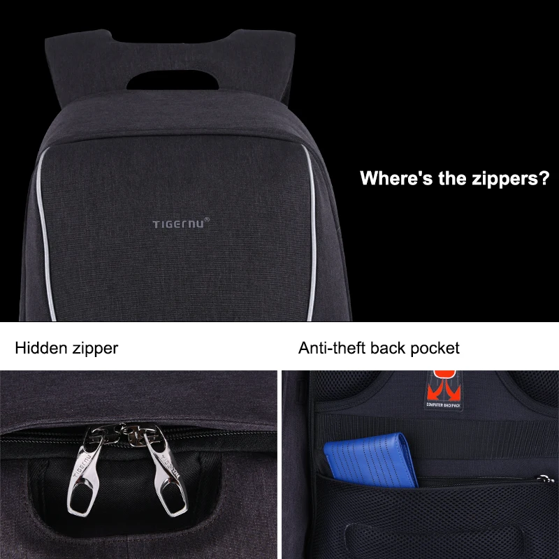 Tigernu мужские противоугонные рюкзаки для девочек подростков бизнес ноутбук
