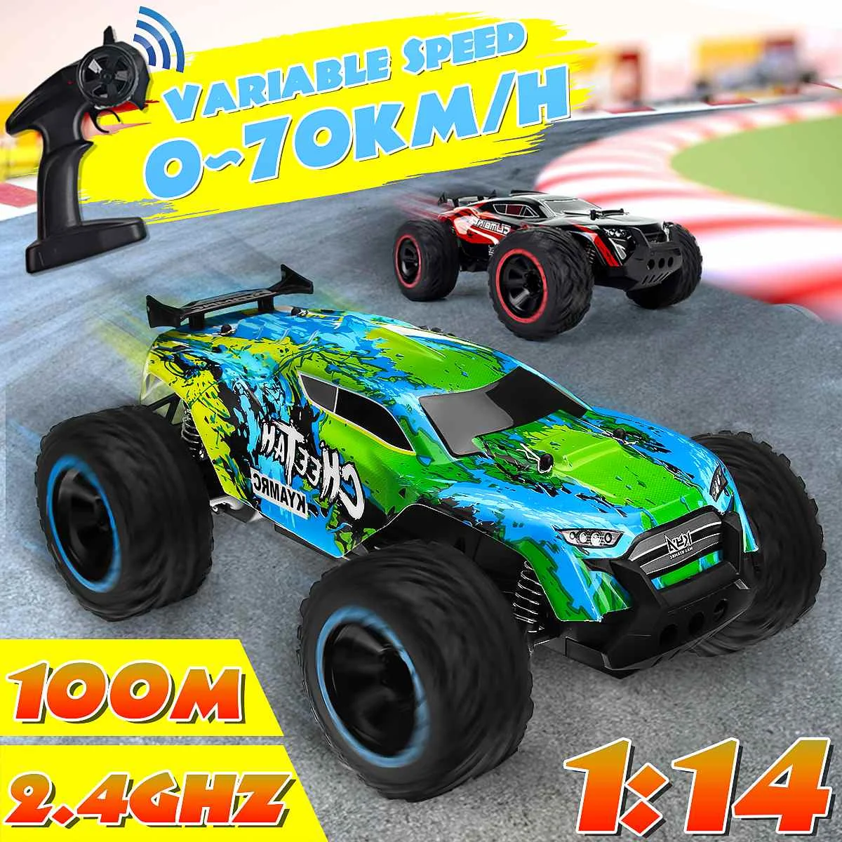 

2WD 1/14 RC Car Remote Control Off Road Racing Cars Vehicle 2.4Ghz Crawlers Electric Monster Car Toys Gift for Children