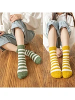 10 pairs women winter cozy warm striped slipper socks sweet candy color thicken coral velvet fuzzy home floor sleeping hosiery g
