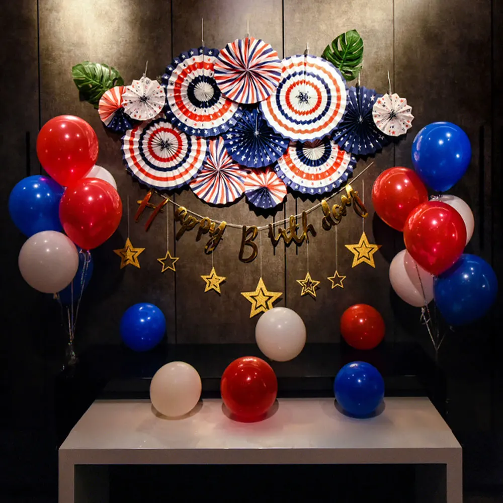 Flower latex Balloons Flag Garlands Fan Paper Ball Tissue Pom Poms Baby Birthday Party Decoration | Дом и сад