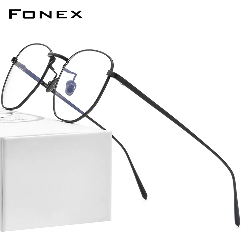 FONEX Pure Titanium Glasses Frame Men Myopia Optical Prescription Oversize Eyeglasses Frame Women New Gold Polygon Eyewear 8518