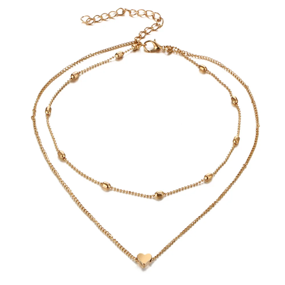 2020 new cute peach heart multi-layer collar chain necklace simple Necklace Pendant gift for woman | Украшения и аксессуары