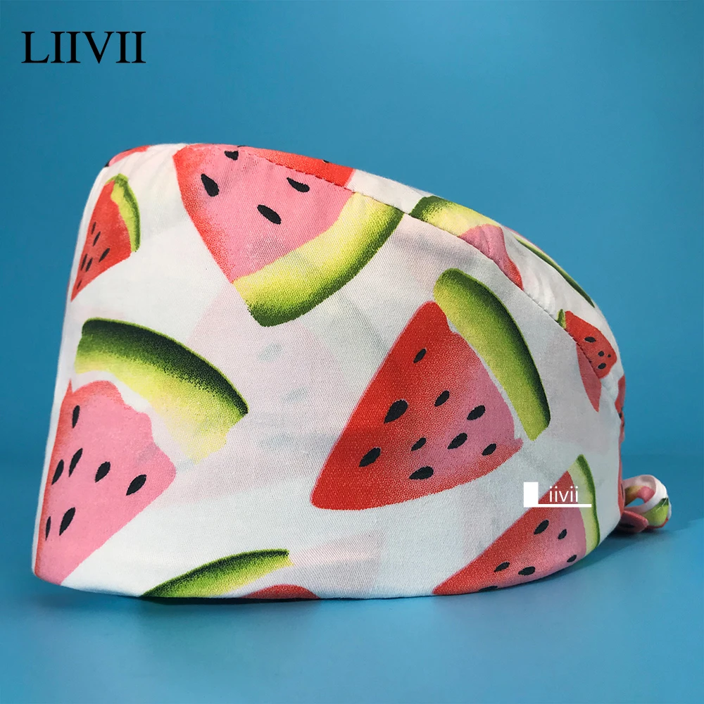 Женская шапка для операционной дышащая салона красоты с мультяшным принтом