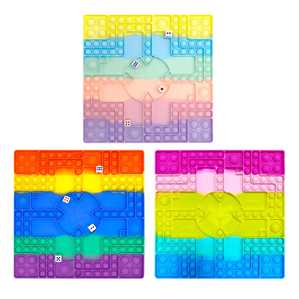 

Flying Chessboard Game Fidget Toy Rainbow Chess Board Push Bubble Silicone Push Bubble Fingertip Toys Decompression Crafts Toys