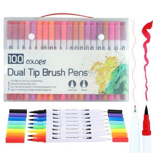100 шт. цветов, ручка с двойным наконечником, маркеры для рисования акварелью, школьные маркеры для раскрашивания манги и каллиграфии