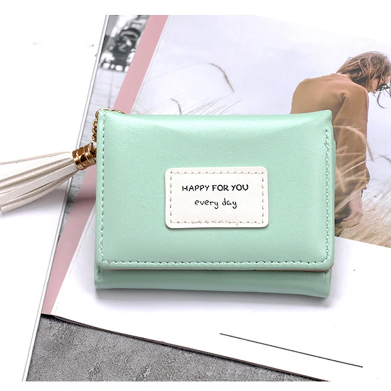

2021 Fashion Women's Wallets Tassel Short Wallet For Woman Hasp Mini Coin Purse Ladies Small Wallet Female Leather Card Holder