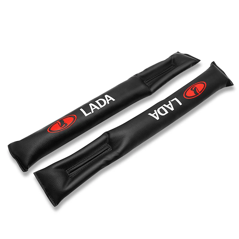 LOGO-LADA 2 шт., для Lada vesta granta, из искусственной кожи, для автомобильных сидений, зазор, наполнитель, мягкая подкладка, прокладка,, автомобильные аксессуары с логотипом LADA - Название цвета: LOGO-LADA