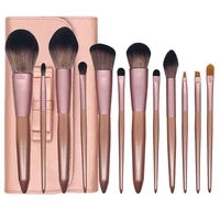 yxn 12pcs wood handle makeup brushes set blush powder foundation eye eyeliner eyebrow face make up brush cosmetic tools kit