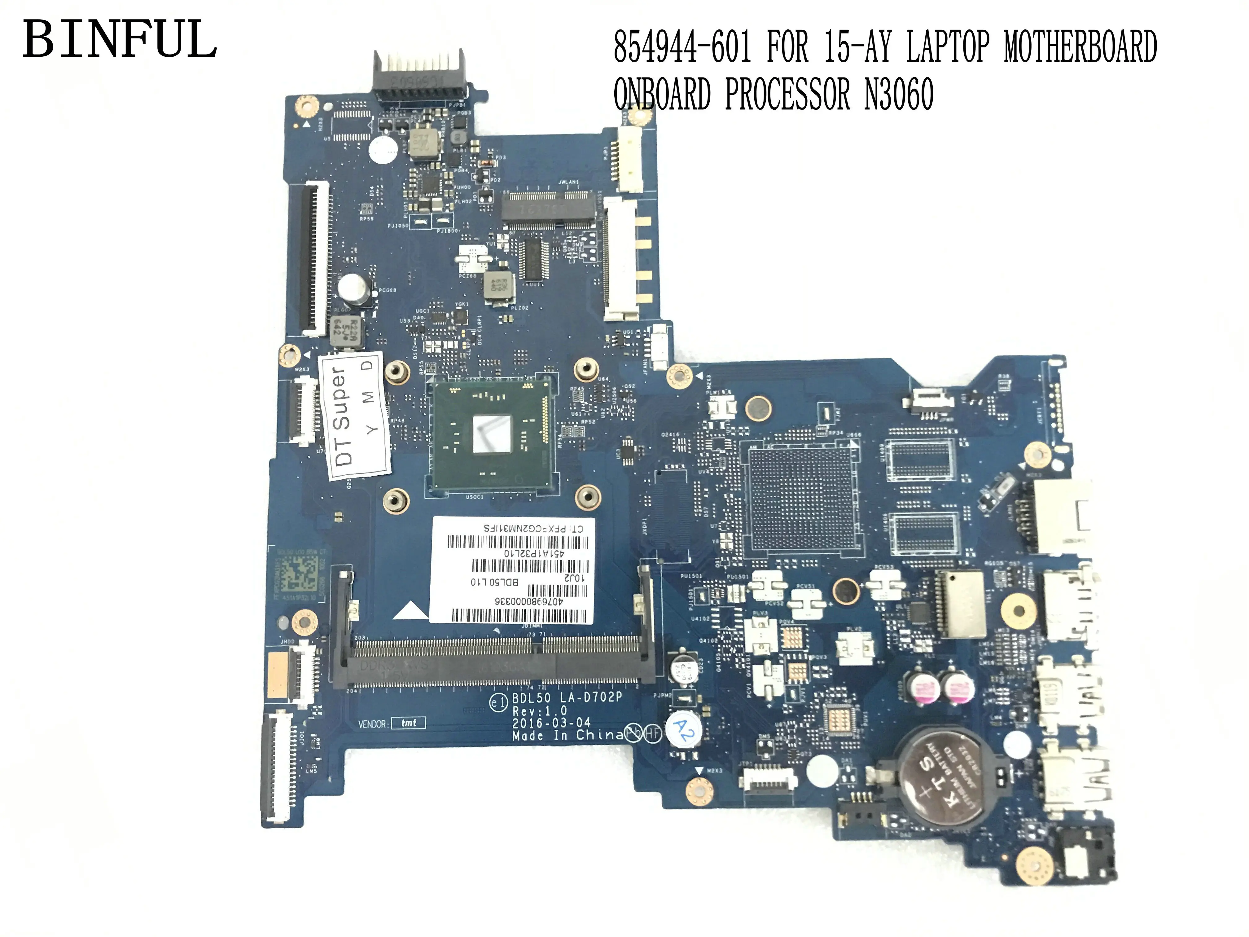 FAST SHIPPING. BRAND NEW 854944-601 BLD50 LA-D702P LAPTOP MOTHERBOARD FOR HP 15-AY / 15-AU MAINBOARD ONBOARD CPU N3060 | Компьютеры и