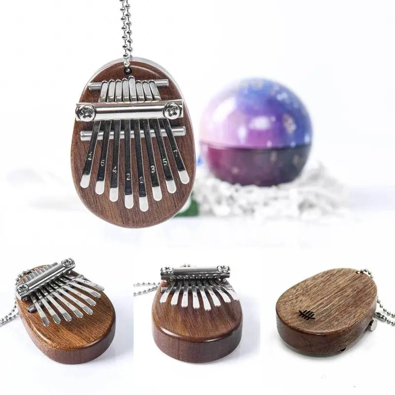 

8 Key Mini Kalimba Finger Thumb Piano Wood Mahogany Beginner Musical Instrument Tune Hammer Solid Pine for Child Christmas Gift