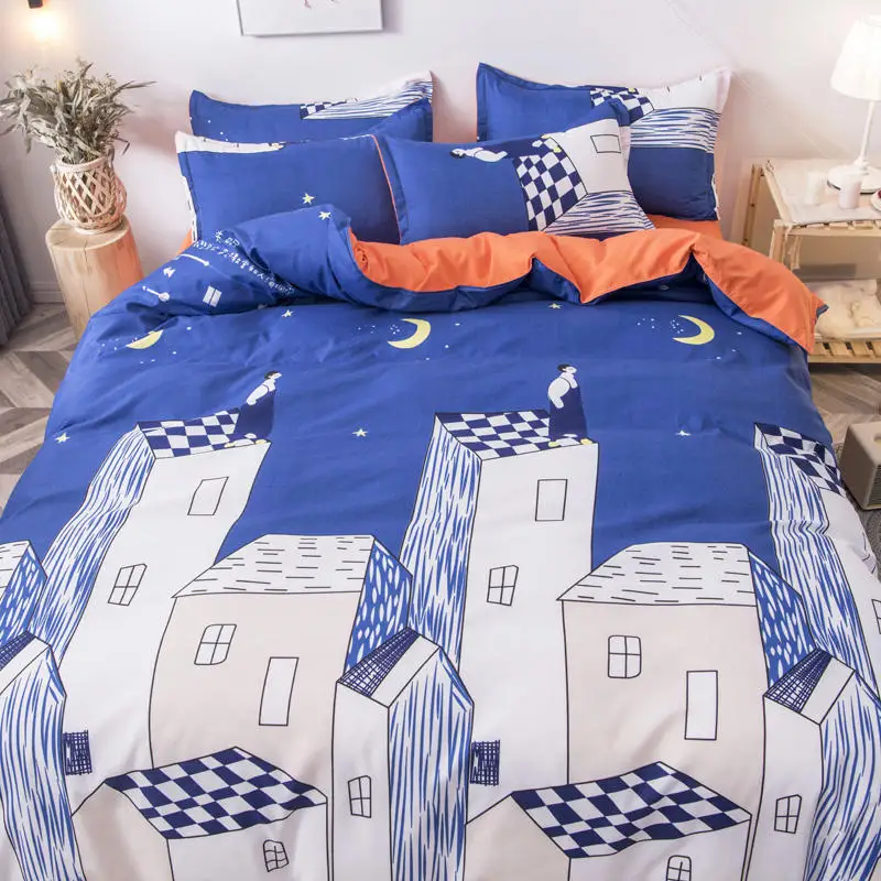 Комплект постельного белья королевского размера с мультяшным рисунком детская