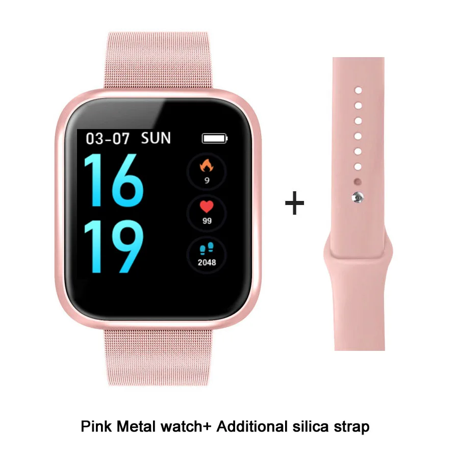 Pink Мужские и женские водонепроницаемые Смарт-часы P70 P68 Plus Bluetooth умные часы для Apple IPhone Xiaomi монитор сердечного ритма фитнес-трекер - Цвет: Pink