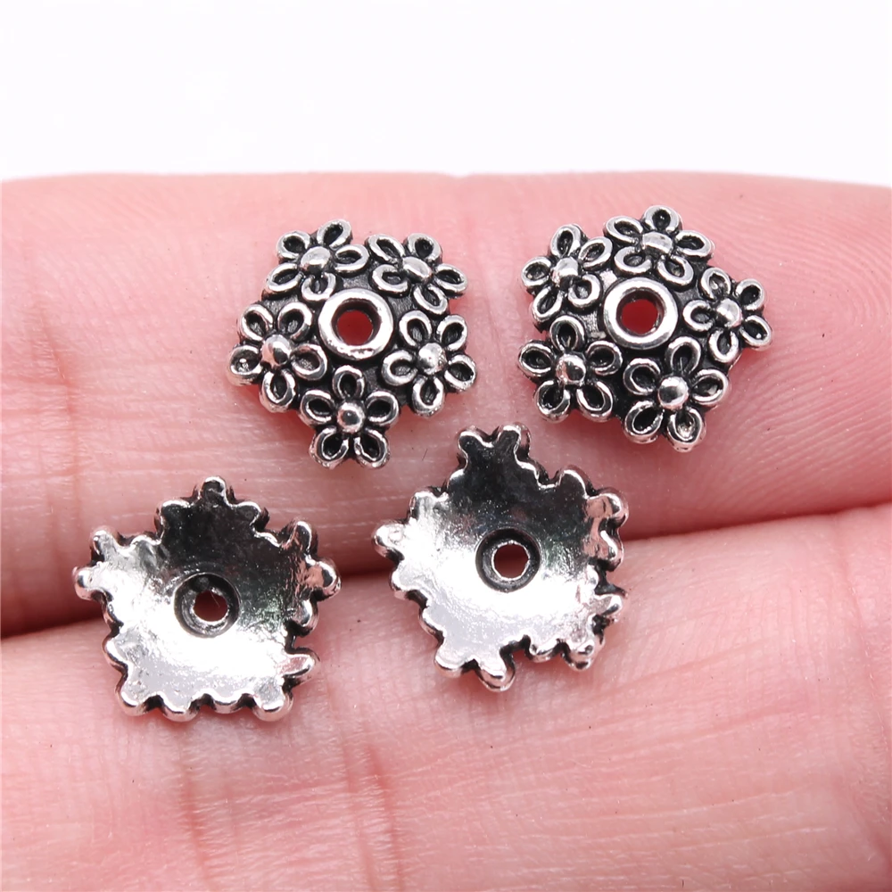 

WYSIWYG 40pcs Charms 11x11x4mm Bead Caps For Jewelry Making DIY Jewelry Findings Antique Silver Color Alloy Charms Pendant