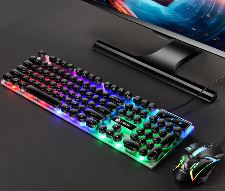 Комбинированная игровая клавиатура и мышь светодиодный комплект для ПК с 2 4 ГГц