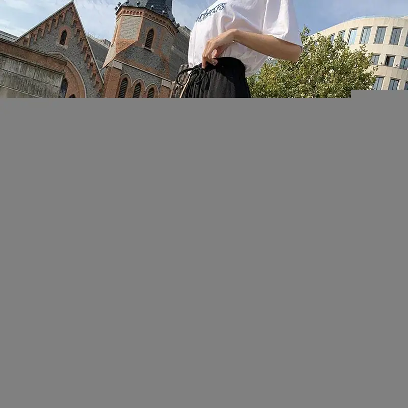 Женские широкие брюки свободные с высокой талией в Корейском стиле лето 2019 |