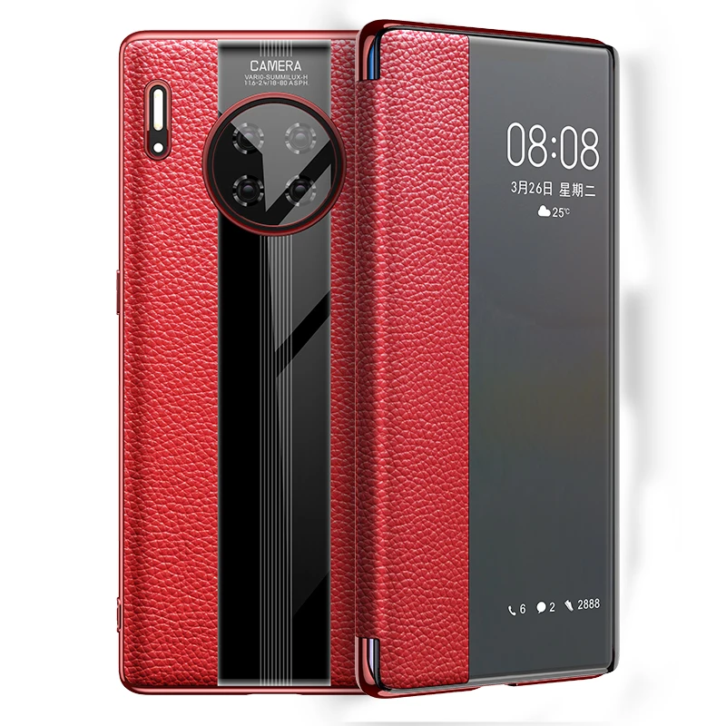 Mate 30 Роскошный чехол из натуральной кожи для huawei mate 30 pro Чехол кожаный умный флип-чехол для huawei mate 30 Pro Защитная крышка