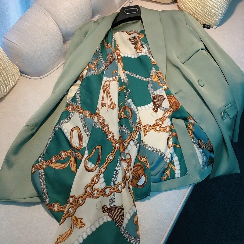 

Female Vintage Casual Jacket Coat Office Ladies Elegant Green Blazer Loose Shiny Double Breasted Suit Coats Fashion Outerwear