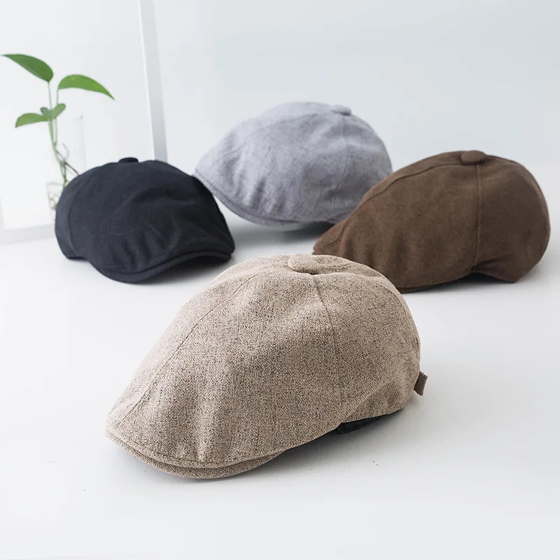 

Flax Forward Hat Women Berets Summer Thin Retro Casual Visors Hat Men Fashion Autumn and Winter Dome Travel Beret Unisex Hats