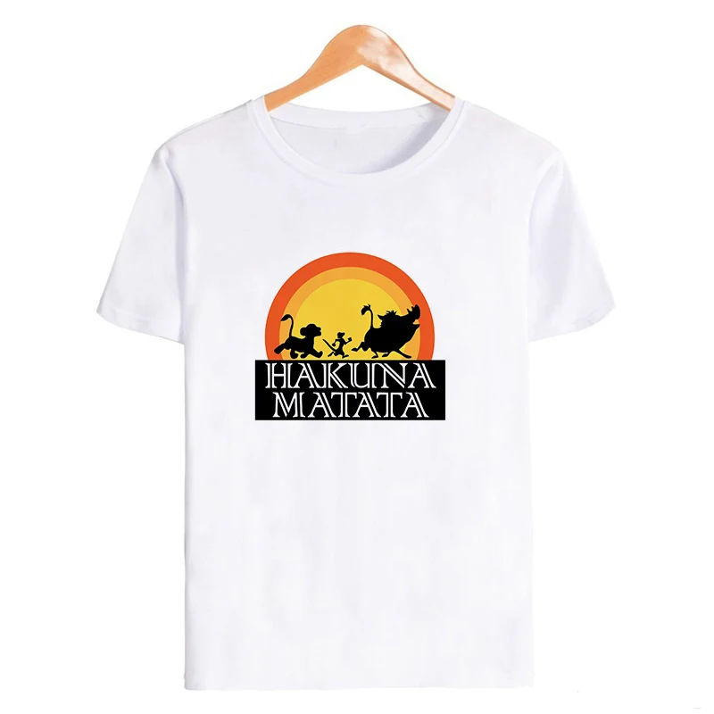 Showtly Hakuna Matata для женщин Harajuku Ullzang Лев футболка king Femme Homme летняя Прямая поставка |