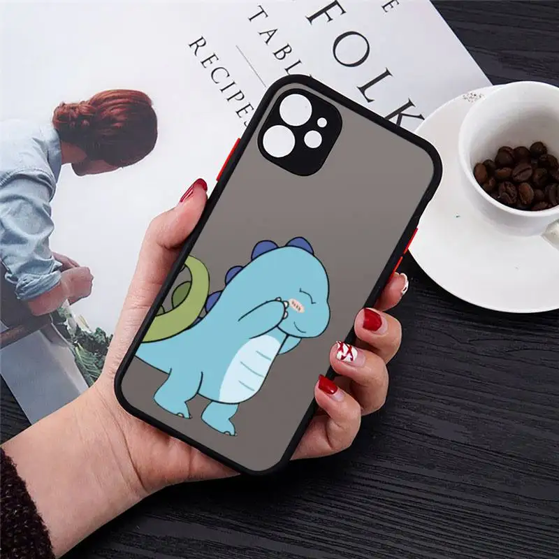 

Cartoon dinosaur couple friends Phone Cases matte transparent For iphone 7 8 11 12 plus mini x xs xr pro max cover