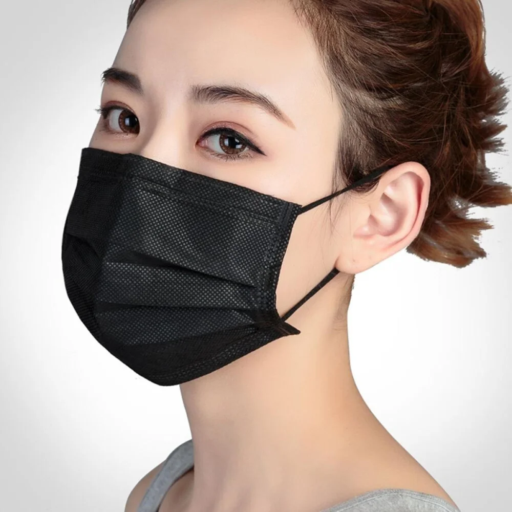 

Fashion In Stock Ear-Loop Protective Non Woven Civilian Disposable 3 Ply Black Face Mask