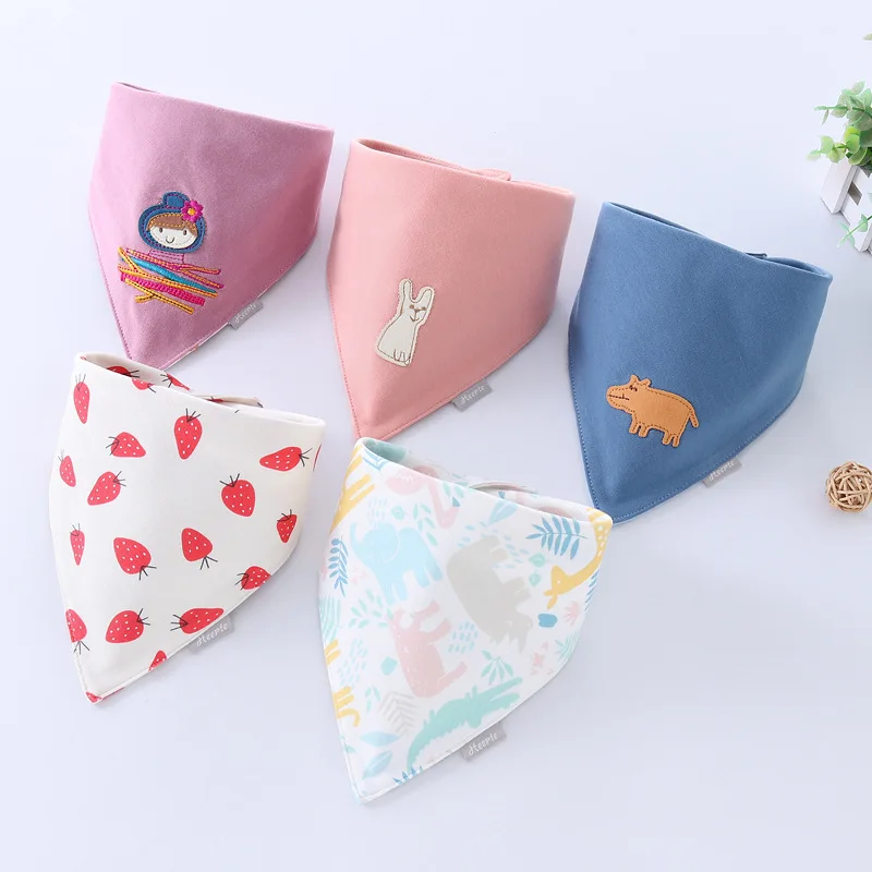 clearance!!2pcs/set Baby Bibs Triangle Double Cotton Bibs Cartoon Saliva Towel Baby Boys Girls Feeding Apron Cotton Bandana Bibs