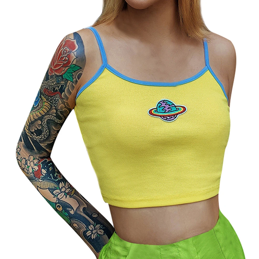 Женский сексуальный укороченный топ с вышивкой без рукавов Приталенный жилет