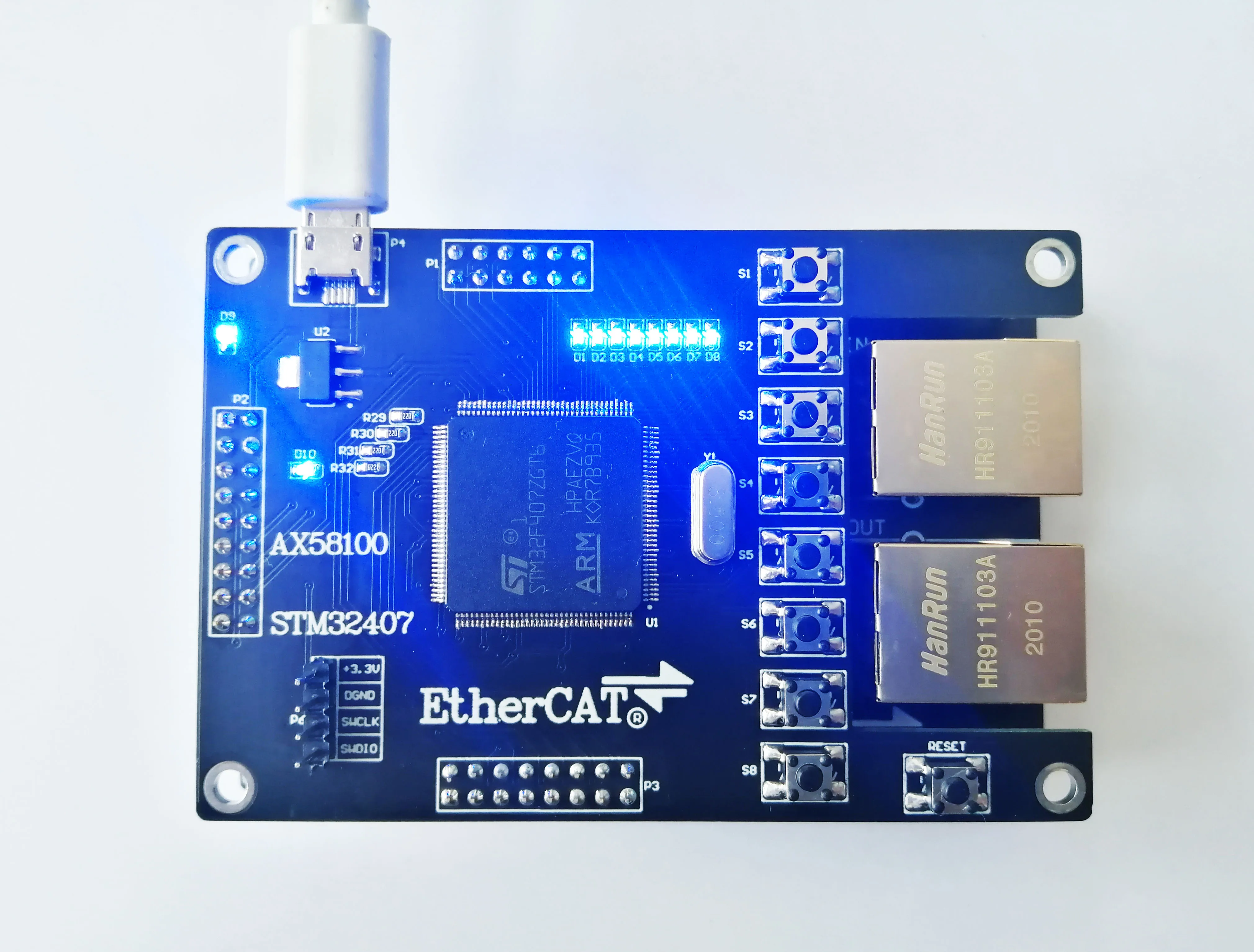 Estaci&oacute;n esclava AX58100 AX58100, placa de desarrollo AX58100, estaci&oacute;n esclava EtherCAT, 16IO CIA402-0