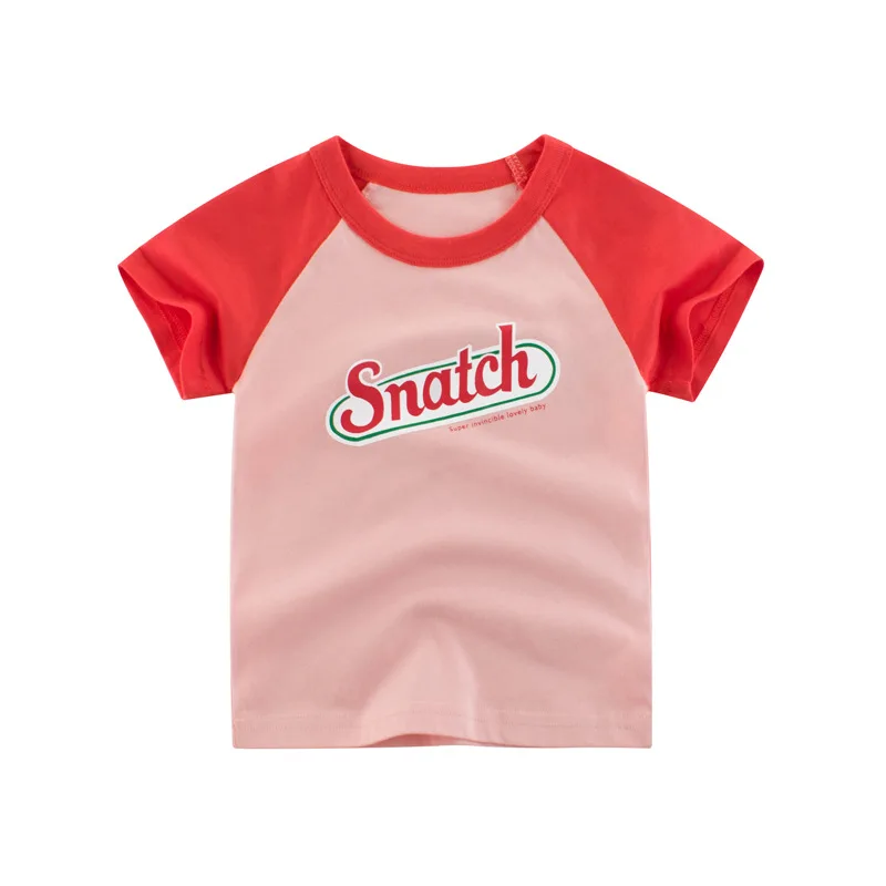 

27KIDS Children's Clothing Summer New Girl Short-sleeved T-shirt Children's Clothing Super Cute Pink Kids Clothes 1-9T