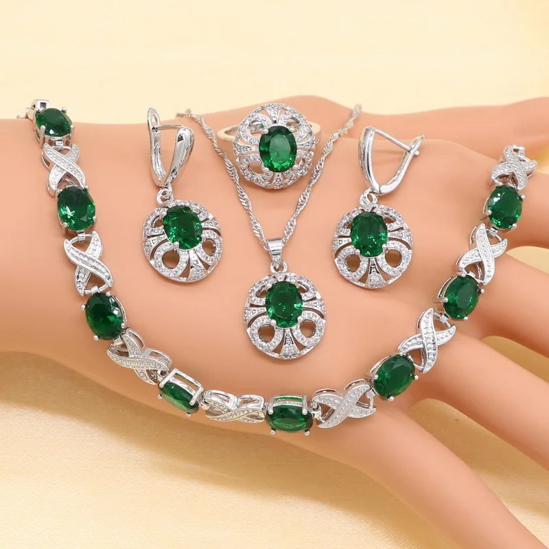 2019 Новый Синий Циркон стерлингового серебра набор украшений для женщин с