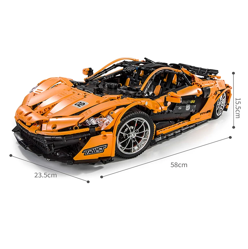 

Mould King 13090 High Tech Series McLaren P1 20087 Orange Racing Car RC Model Building Blocks Power Functions Toys