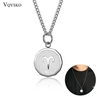 12 zodiac signs constellations pendant necklace for women men birthday gift stainless steel jewelry virgo cancer aries gemini