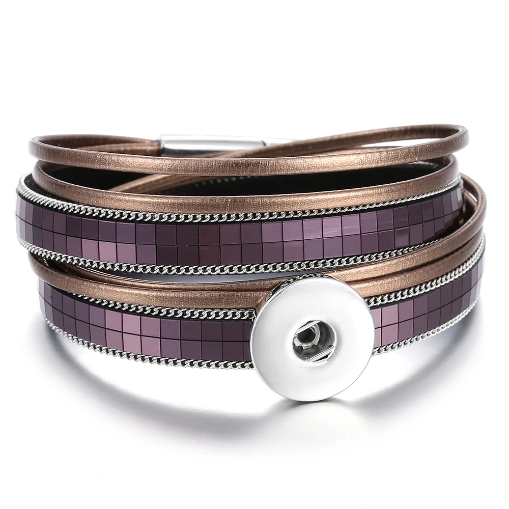 Новый кожаный браслет 18 мм с кнопками многослойный в стиле панк ювелирные