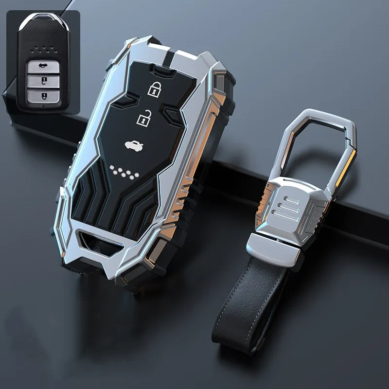 

Car key cover Shell Set Case Metal Braided Rope and Pendant keychain For Honda CRV 16-17 Pilot Accord Jed Crider Civic Fit