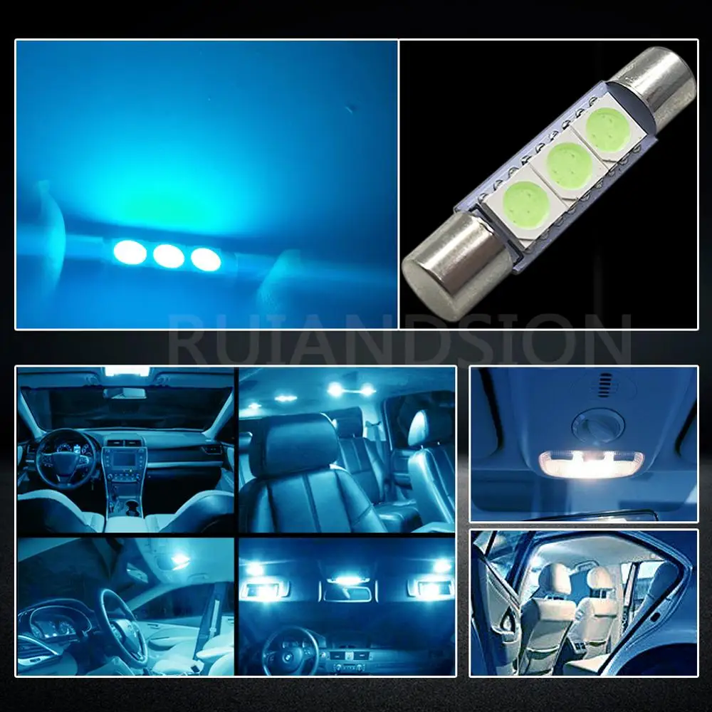 

4pcs 28mm 31mm Sun Visor Vanity Mirror Auto Festoon 3SMD 5050 LED Car Interior Dome Lamp Reading Bulb White Blue Ice Blue