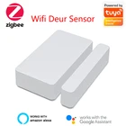 Датчик двери Tuya Smart WiFiZigbee, детектор открытиязакрытия дверей, домашняя сигнализация, совместима с приложением Alexa Google Home Smart Life