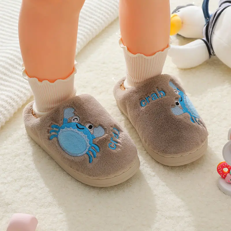 

2021 Winter New Children's Cotton Slippers Baby Warm Windproof Home Slippers Girls Funny Flip Flops