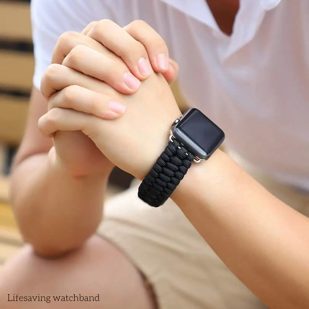 Ремешок для часов apple watch band 44 мм 38 42 наружная кожаная застежка веревочный браслет
