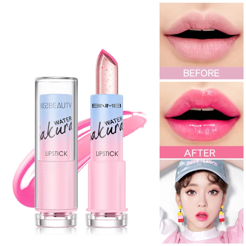 Прозрачная Желейная помада розового цвета меняющая температуру прозрачный