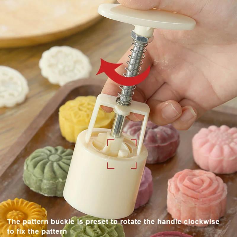 

Flower Shaped Mooncake Mold Set Diy Plastic Pastries Cake Plungers Hand Press Mooncake Mould Baking Tool Set