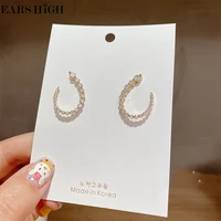 ears high elegant delicate zircon u shaped stud earrings for women girls fashion metal boucle doreille jewelry gifts
