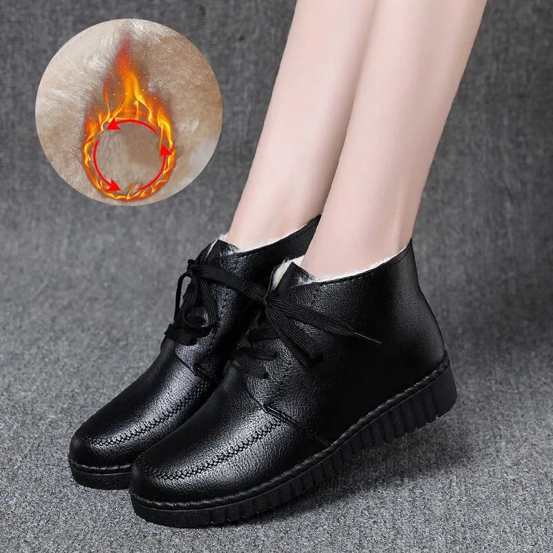 

Lucyever новые зимние теплые плюшевые туфли для мам женские мягкие Нескользящие водонепроницаемые сапоги для снежной погоды женская обувь на п...