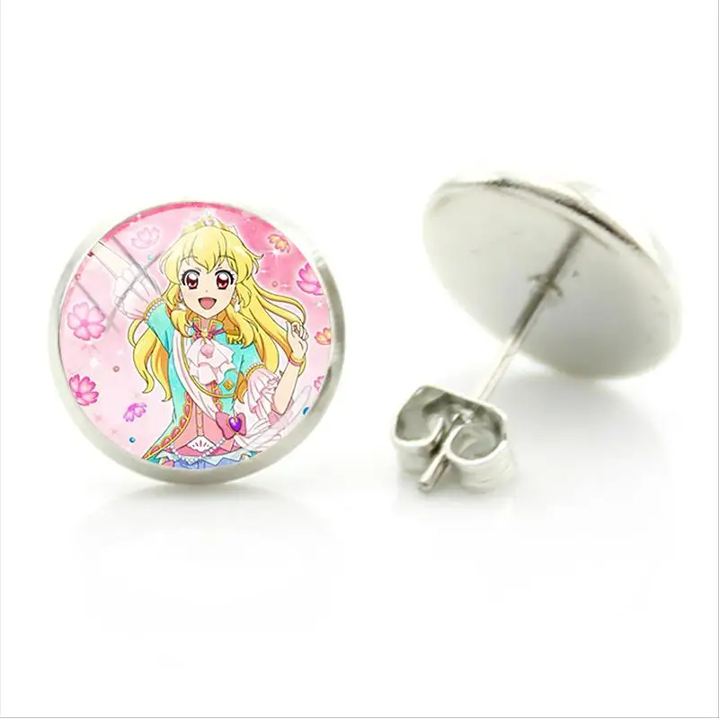Bandai анимация Aikatsu серьги-гвоздики стеклянный кабошон Hoshimiya Ichigo круглые серьги