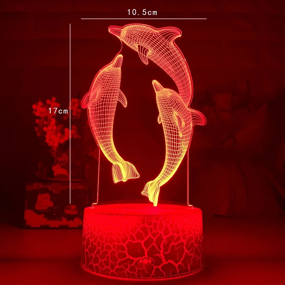 

Remote / Touch Control 3D LED Night Light LED Table Desk Lamp Dolphin LED Night Lights Color Change 3D LED Light for Kids Gifts